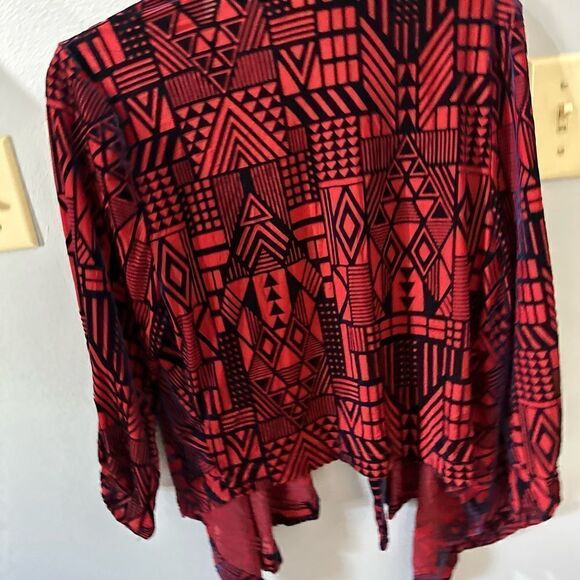 Pink Owl Red Velvet Blue Print Open Shawl Size Small - Picture 13 of 13
